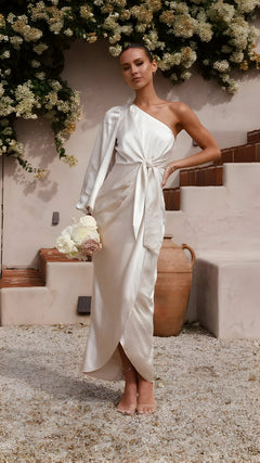 Beric | Satin-Maxi-Kleid in Weiß