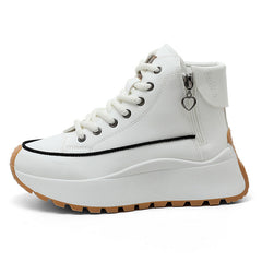 Damen High-Top Sneakers mit elegantem Reißverschluss und dämpfender Laufsohle in Weiß