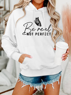Damen Kapuzenpullover mit kreativem Motiv und bequemer Schnittführung in Weiß