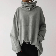 Übergroße Pullover mit Rollkragen in Grau