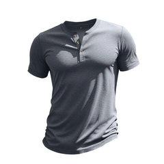 Herren Sommer Slim Fit Henley T-shirt in Grau