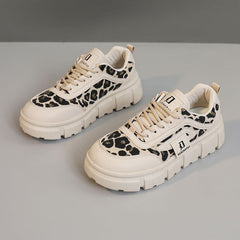 Damen Chunky Sneakers mit lässigem Leoparden-Design und komfortabler Dämpfung in Khaki