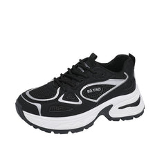 Damen Sportliche Sneakers mit atmungsaktivem Mesh-Obermaterial und stoßdämpfender Sohle in Schwarz