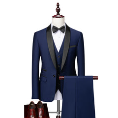 Herren Klassisch Hochzeitsgast Anzug | Slim Fit in Marineblau / 3 Pcs Satz