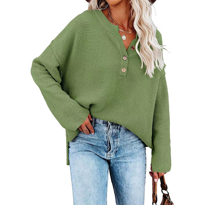 BUTTON PULLOVER | ELEGANTER V-AUSSCHNITT