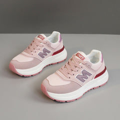 Damen Komfortable und modische Sneaker mit dicker Laufsohle in Pink