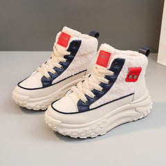 Damen High-Top Sneakers mit warmem Fleece-Futter und rutschfester Sohle in Blau