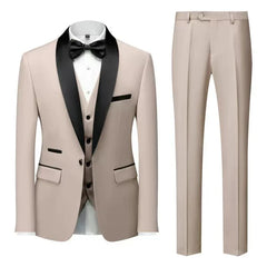 Herren Klassisch Hochzeitsgast Anzug | Slim Fit in Beige / 3 Pcs Satz