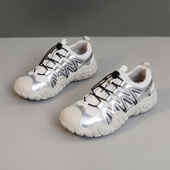 Damen Sportliche Sneakers mit innovativem Außendesign und atmungsaktiver Technologie in Silbergrau