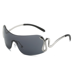 Damen Y2K Übergroße Sonnenbrille | Stylisch in Schwarz Grau