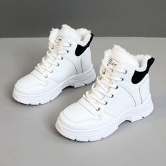 Damen Winterliche High-Top Sneakers mit kuscheligem Futter in Weiß