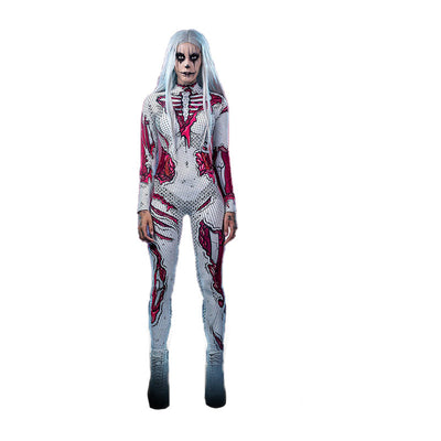 Langärmeliger Skelett Druck Halloween Kostum