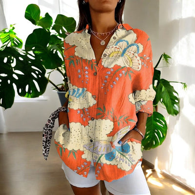 Yvonne®️™ | Vintage-Bluse mit Blumendruck