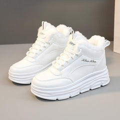 Damen High-Top Winter Sneakers mit weichem Fleece-Futter und rutschfester Sohle in Weiß