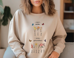 Damen Sweatshirt mit floralem Druck und inspirierendem Schriftzug in Khaki