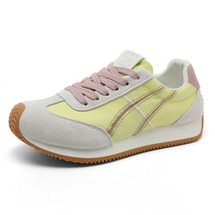 Damen modische Sneakers mit flexibler Laufsohle und stylishem Obermaterial in Hellbeige