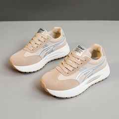 Damen Modische Sneaker mit attraktivem Plateau und atmungsaktivem Obermaterial in Khaki