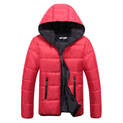 Mila | Wattierte Kapuzen Steppjacke in Rot+Schwarz