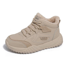Damen trendige High-Top Sneakers mit weichem Fleece-Futter und rutschfester Laufsohle in Khaki