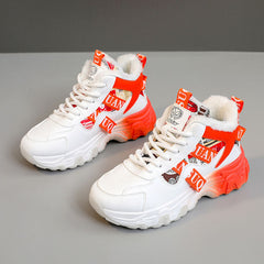 Damen High-Top Sneakers mit wärmendem Fleece und modischem Design in Orange