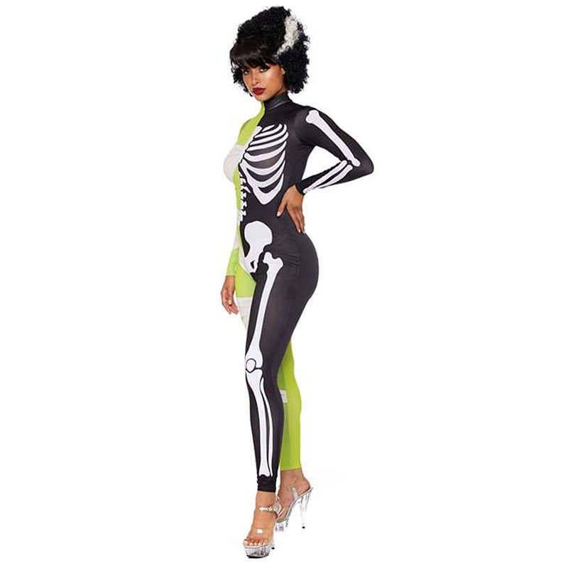Gruseliges Duo Halb Skelett halb Mumie Halloween Kostum