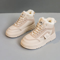 Damen High-Top Sneakers mit kuscheligem Fleece-Futter und rutschfester Sohle in Khaki