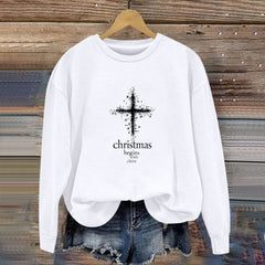 Damen Sweatshirt mit christlichem Motiv und weichem Innenfutter in Weiß