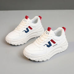Damen modische Chunky Sneakers mit ergonomischer Dämpfung und strapazierfähigem Obermaterial in Rot