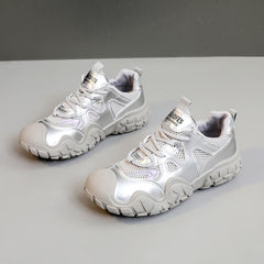 Damen Sportliche Sneakers mit atmungsaktivem Mesh-Obermaterial und komfortabler dämpfender Sohle in Grau