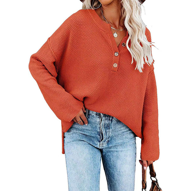 BUTTON PULLOVER | ELEGANTER V-AUSSCHNITT