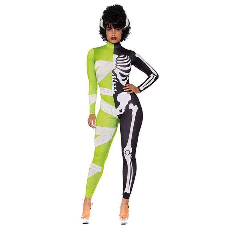 Gruseliges Duo Halb Skelett halb Mumie Halloween Kostum