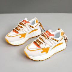 Damen Sportliche Chunky Sneakers mit atmungsaktiver Mesh-Oberfläche und dämpfender Laufsohle in Gelb