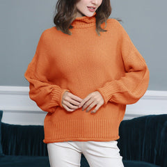 LANGÄRMIGER HOHER KRAGEN PULLOVER | ELEGANTER, BEQUEMER STIL in Orange