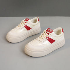 Damen sportliche Plateau-Sneaker mit modischem Design und bequemer Dämpfung in Hellbeige