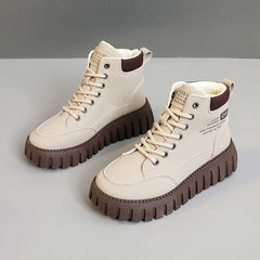 Damen Trendige High-Top Sneakers mit rutschfester Sohle und komfortabeler Dämpfung in Khaki