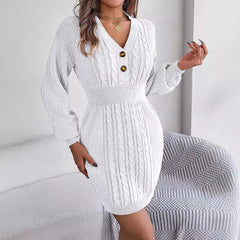 Mira | Damen Bodycon-Strickkleid modern & elegant in Weiß