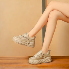 Sandra | Damen Plateau Sneaker Gel-Einlegesohle Fußgewölbestütze – Plateau Sneaker 2026 in Beige
