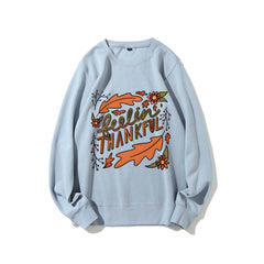 Damen Sweatshirt mit buntem Herbstmotiv und inspirierendem Schriftzug in Hellblau