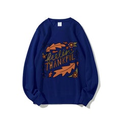 Damen Sweatshirt mit buntem Herbstmotiv und inspirierendem Schriftzug in Blau