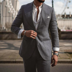 Zweiteiler Herren Sommer Hochzeitsgast Anzug | Jacke und Hose in Grau
