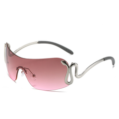 Damen Y2K Übergroße Sonnenbrille | Stylisch in Tee Pink