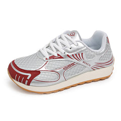 Damen Sportliche Sneakers mit atmungsaktivem Netzoberteil und flexibler Laufsohle in Weinrot