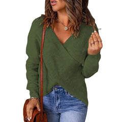 Damen KREUZ STRICKPULLOVER | MODERNER, BEQUEMER STIL in Grün