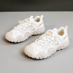 Damen sportliche Allrounder Sneakers mit atmungsaktivem Mesh-Obermaterial und rutschfester Sohle in Beige