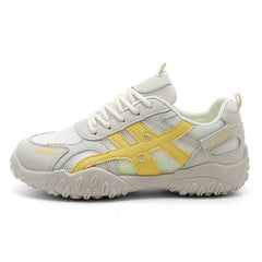 Damen Sportliche Sneaker mit atmungsaktivem Netzmaterial und dämpfender Laufsohle in Hellbeige