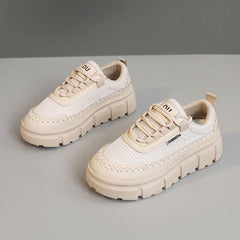 Damen Sportliche Trend-Sneaker mit Federung und atmungsaktivem Obermaterial in Beige