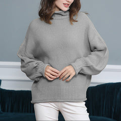 LANGÄRMIGER HOHER KRAGEN PULLOVER | ELEGANTER, BEQUEMER STIL in Grau