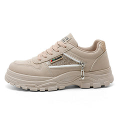 Damen Chunky Sneakers mit modischem Glitzer-Akzent und robustem Design in Khaki
