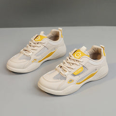 Damen atmungsaktive Sneakers mit dämpfender Laufsohle in Gelb