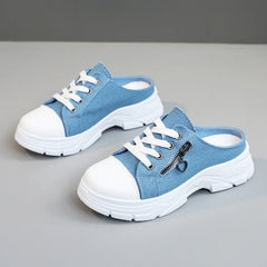 Damen Slip-On Sneakers mit modischem Reißverschluss und bequemem Fußbett in Blau